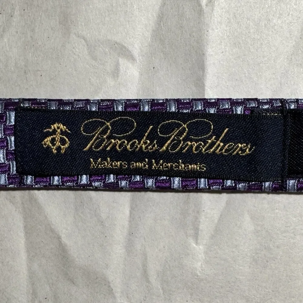 Brooks Brothers Makers & Merchants Bow Tie Purple Geometric  13 1/4 - 16 1/2